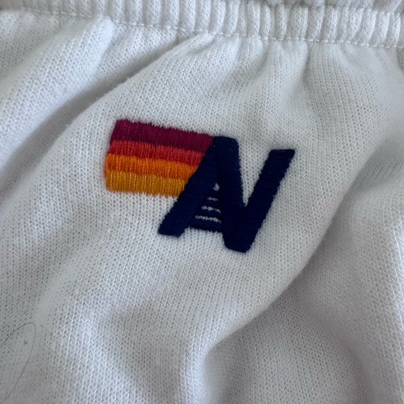 Aviator Nation Women’s White Sweatpants with Neon Stripes - Picture 3 of 5